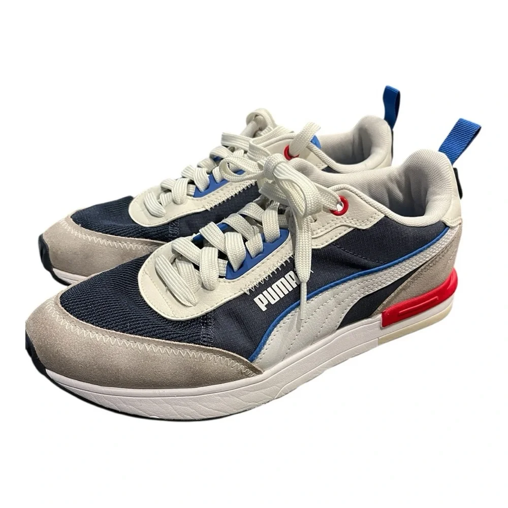 PUMA R22 Men’s Size 8  or Women’s 9.5 Blue/White/Gray/Red‎ – Athletic Lifestyle